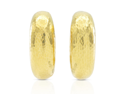 David Webb Hammered Gold Hoop Earrings