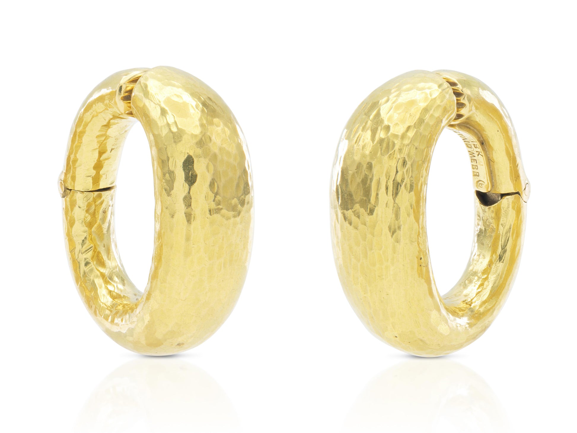 David Webb Hammered Gold Hoop Earrings