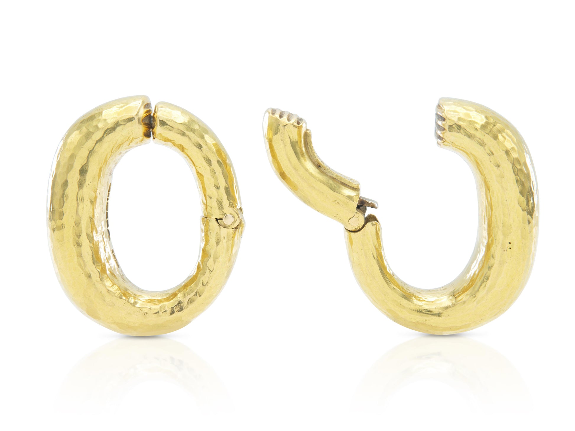 David Webb Hammered Gold Hoop Earrings