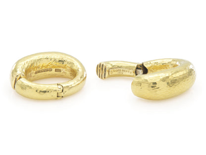 David Webb Hammered Gold Hoop Earrings