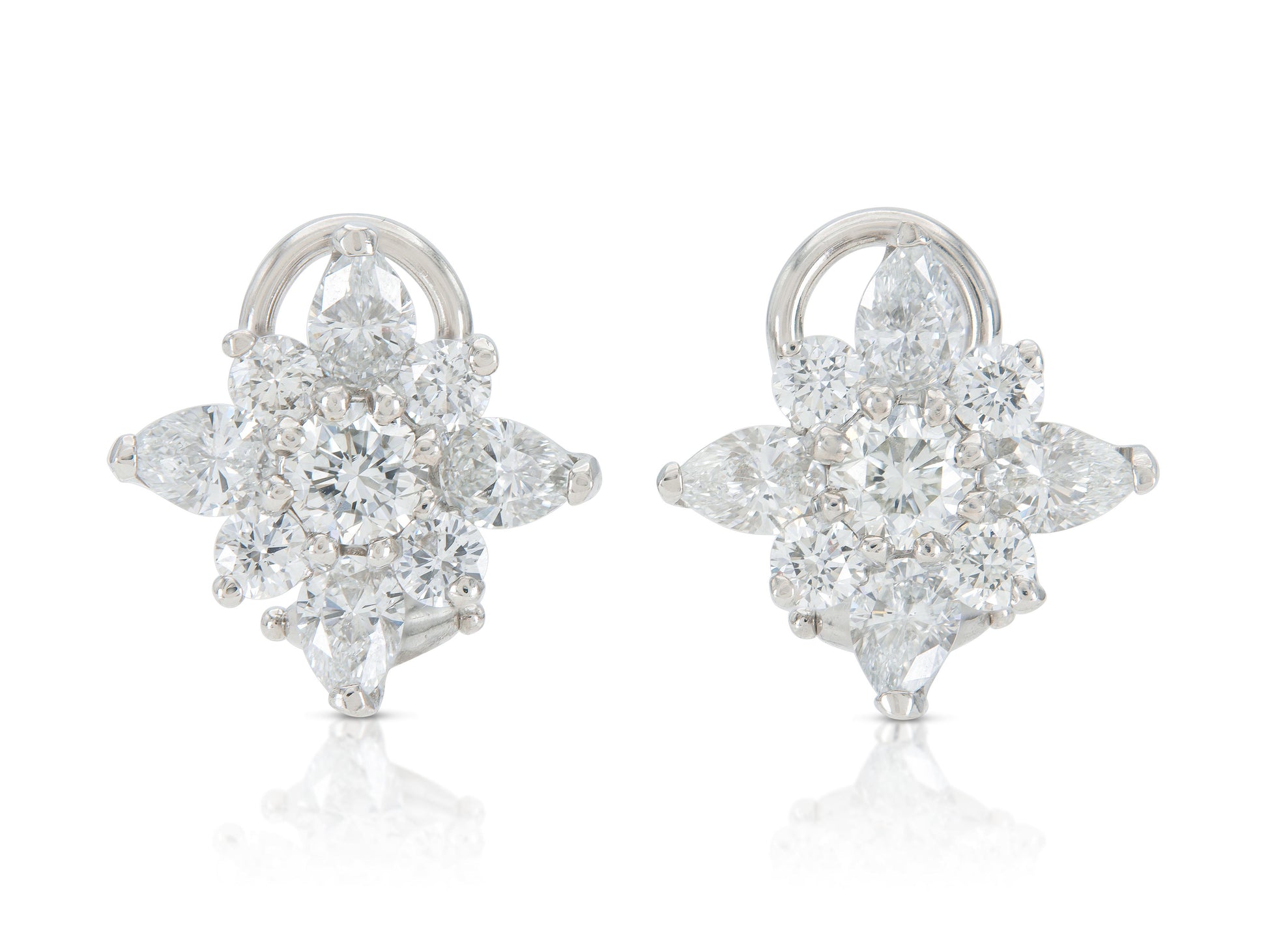 3.00 Carat Diamond Flower Earrings