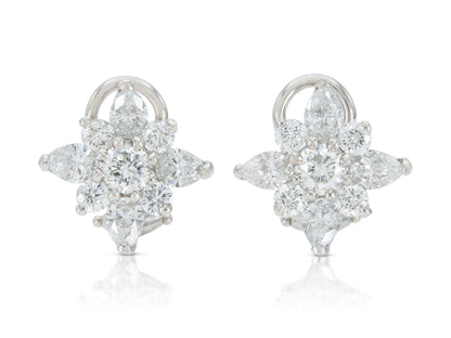 3.00 Carat Diamond Flower Earrings