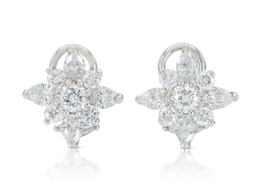 3.00 Carat Diamond Flower Earrings