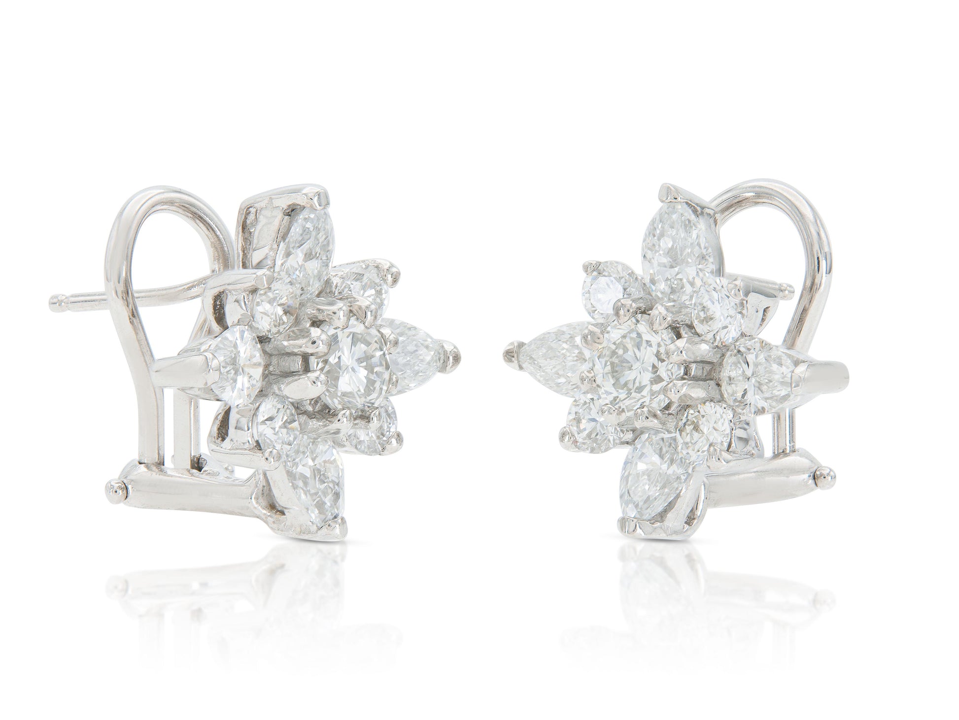 3.00 Carat Diamond Flower Earrings
