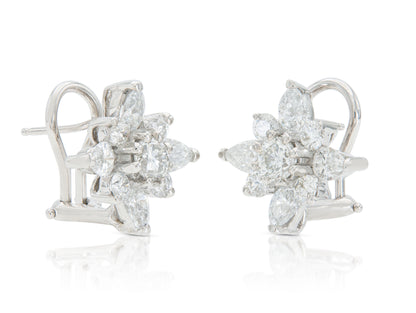 3.00 Carat Diamond Flower Earrings