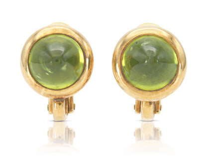 Vintage 1980s Bvlgari Cabochon Peridot Stud Earrings