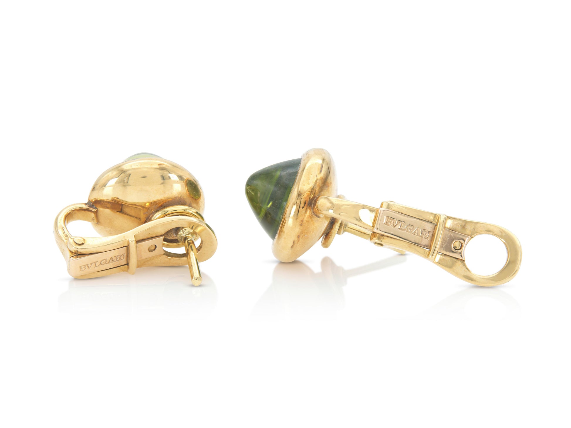Vintage 1980s Bvlgari Cabochon Peridot Stud Earrings