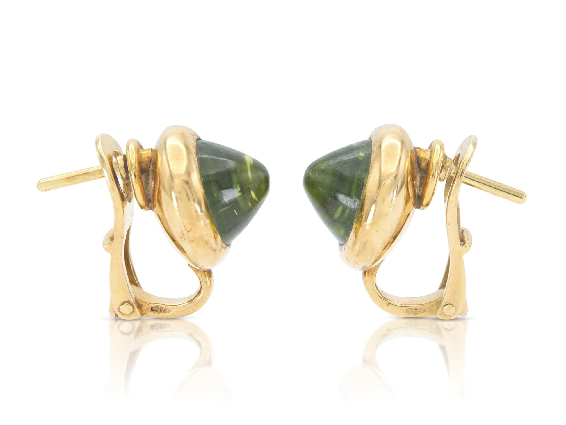 Vintage 1980s Bvlgari Cabochon Peridot Stud Earrings