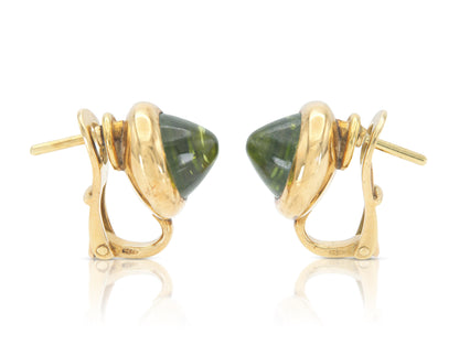 Vintage 1980s Bvlgari Cabochon Peridot Stud Earrings