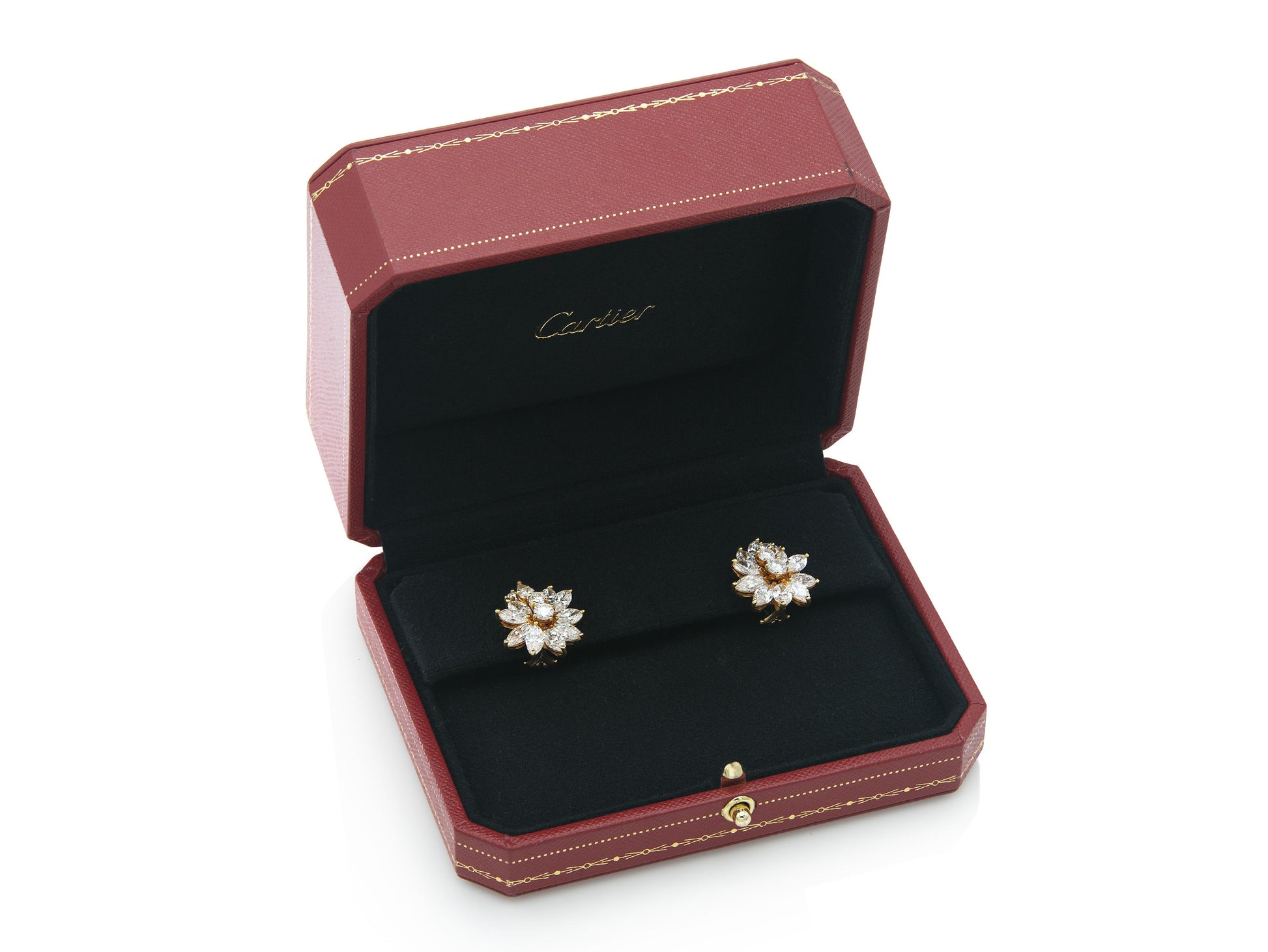 Vintage 1960s Cartier 8.70 Carat Diamond Cluster Earrings