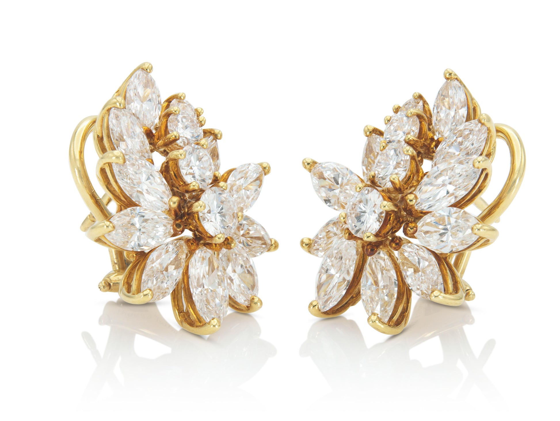 Vintage 1960s Cartier 8.70 Carat Diamond Cluster Earrings