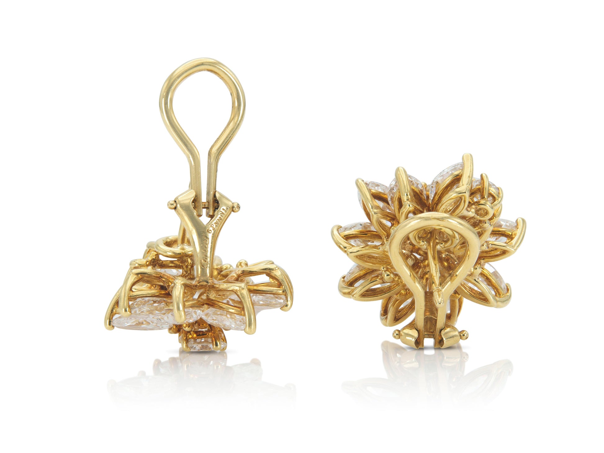 Vintage 1960s Cartier 8.70 Carat Diamond Cluster Earrings