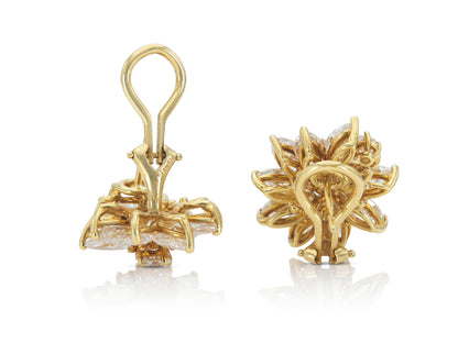 Vintage 1960s Cartier 8.70 Carat Diamond Cluster Earrings