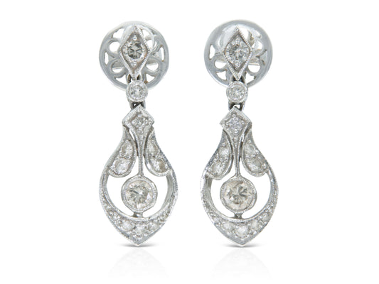 1.30 Carat Diamond Dangle Earrings