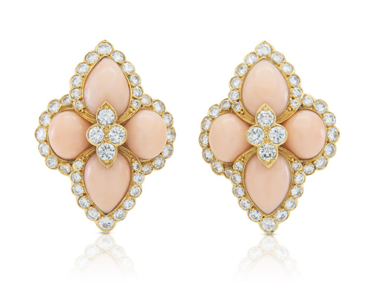 Vintage 1970s Cartier George L'Enfant Coral & Diamond Earrings