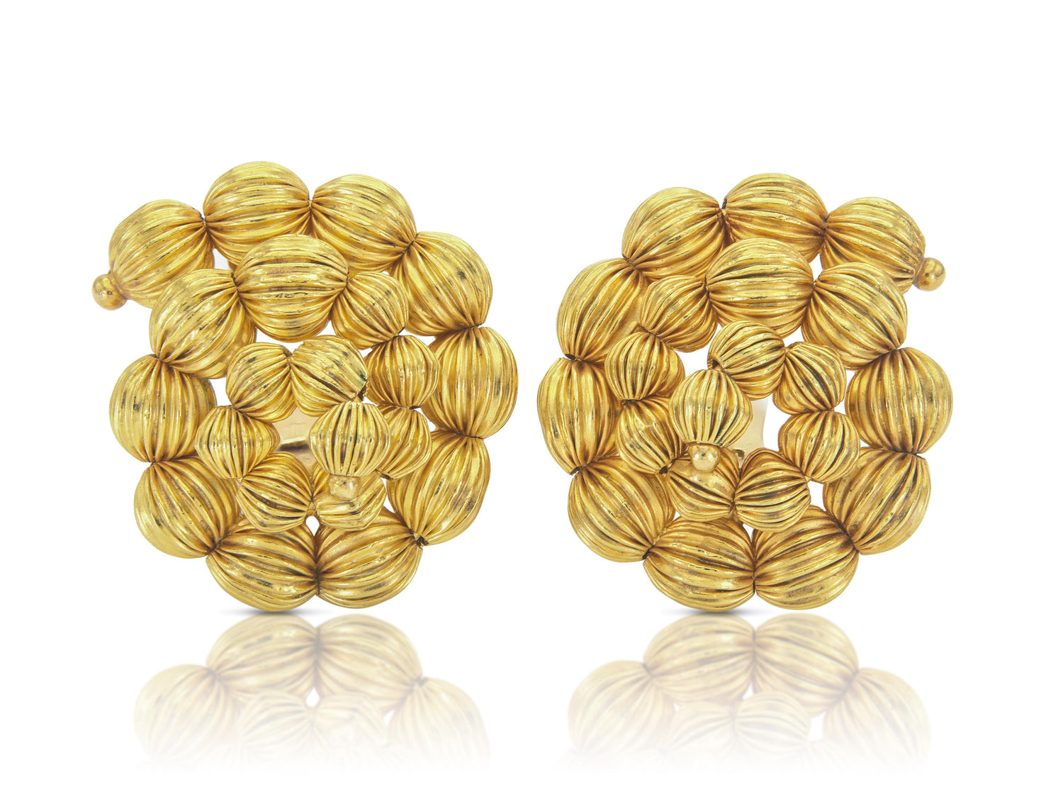 Vintage 1960s Lalaounis Textured Gold Balls Swirl Earrings