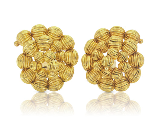 Vintage 1960s Lalaounis Textured Gold Balls Swirl Earrings