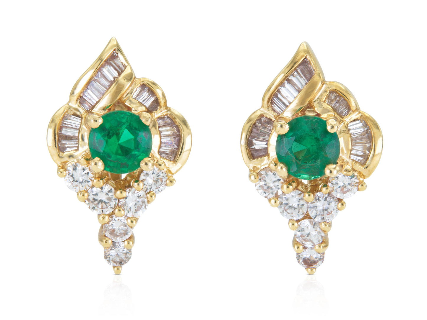 Vintage 1970s Emerald and Diamond Earrings