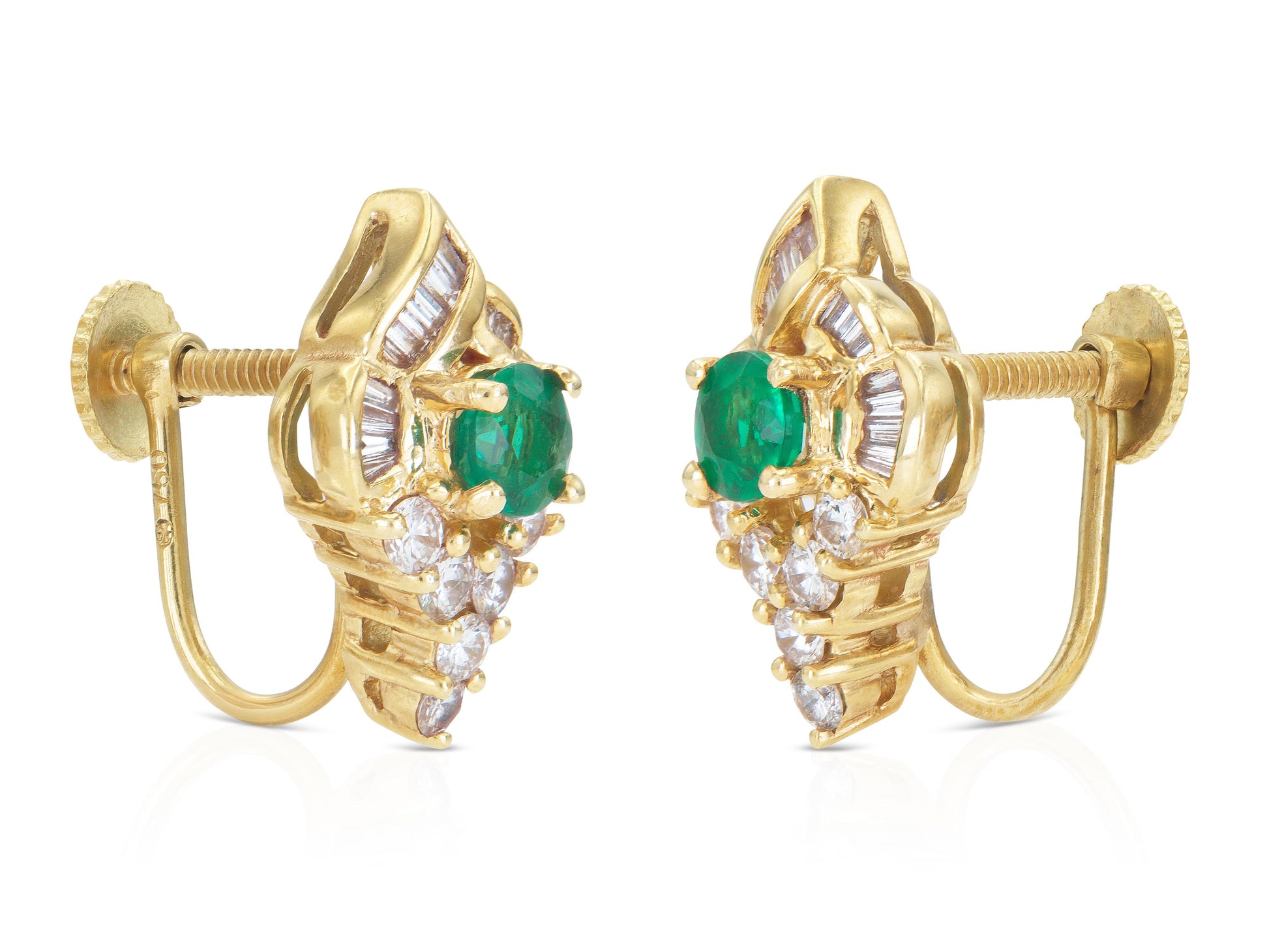Vintage 1970s Emerald and Diamond Earrings
