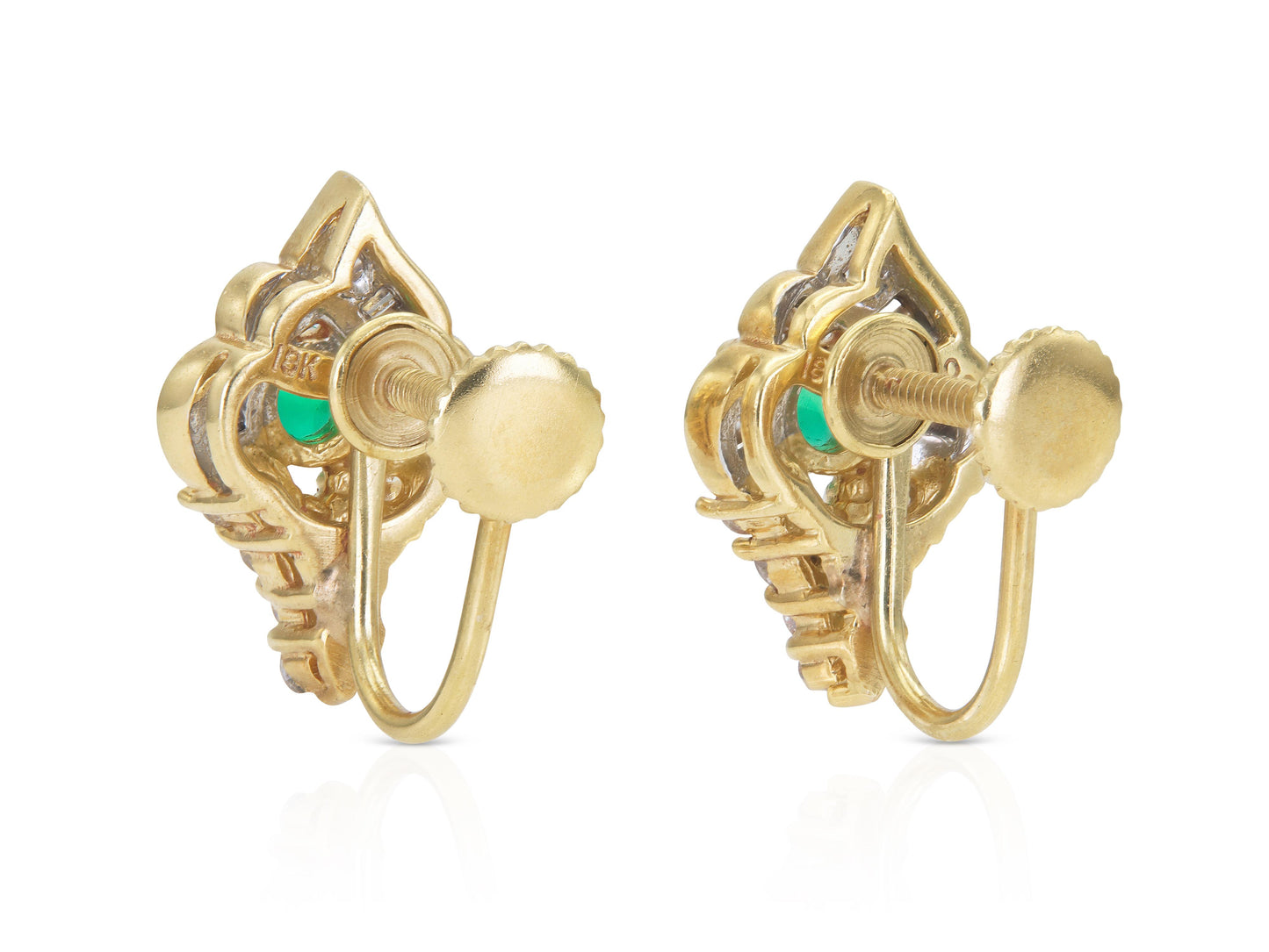 Vintage 1970s Emerald and Diamond Earrings