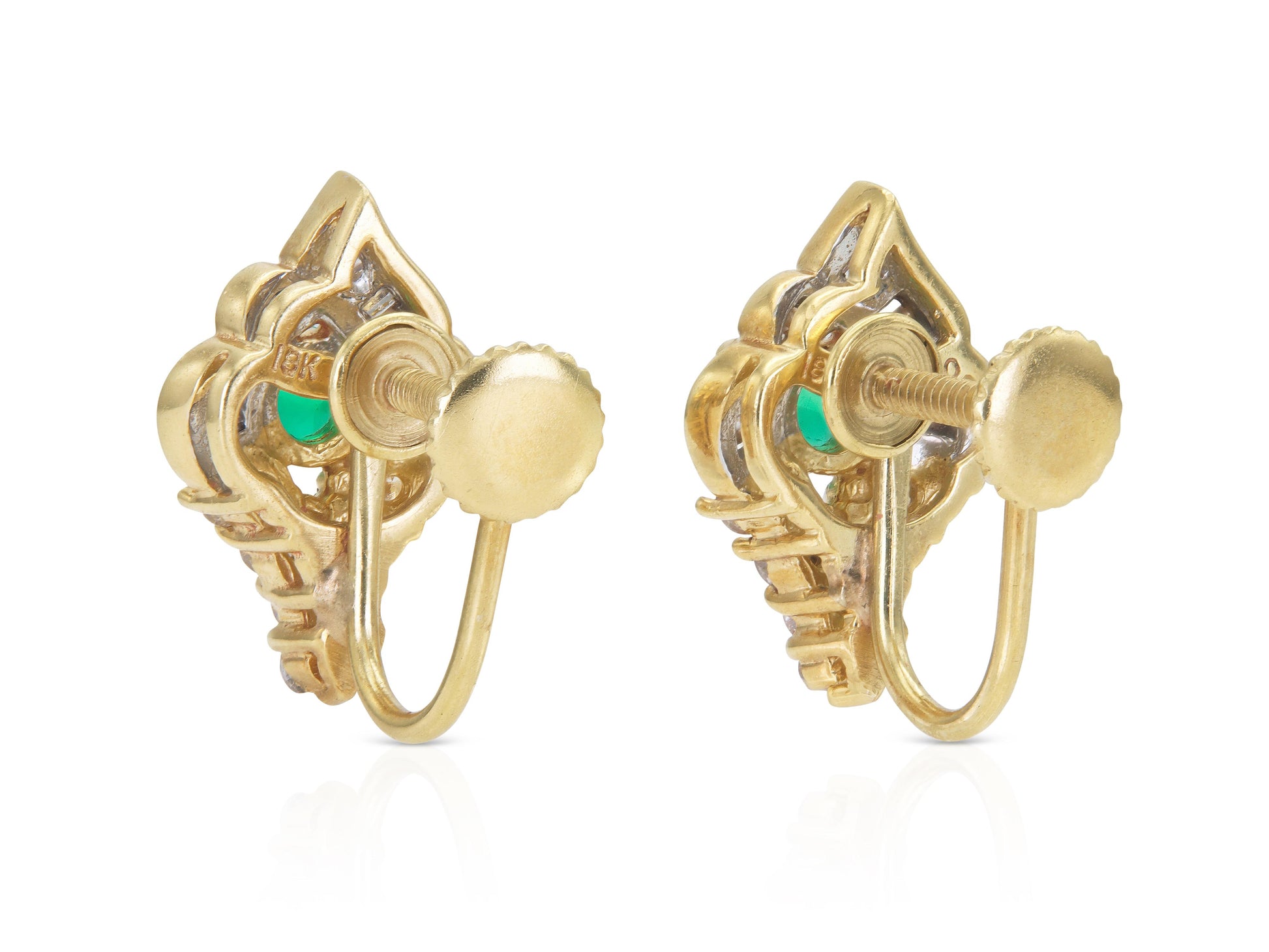 Vintage 1970s Emerald and Diamond Earrings