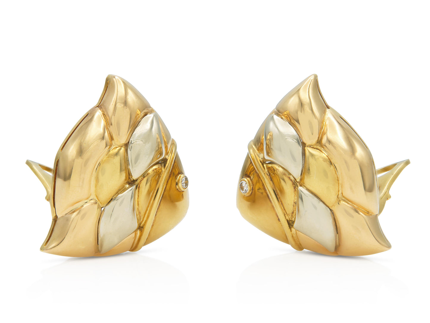 Vintage 1990s Bvlgari Tri-Tone Fish Earrings