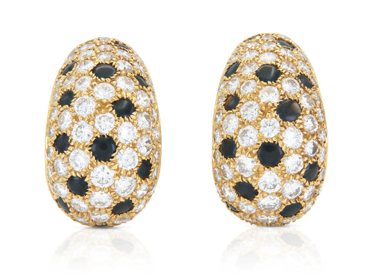 Vintage 1980s Cartier Diamond and Onyx Panthere Earrings