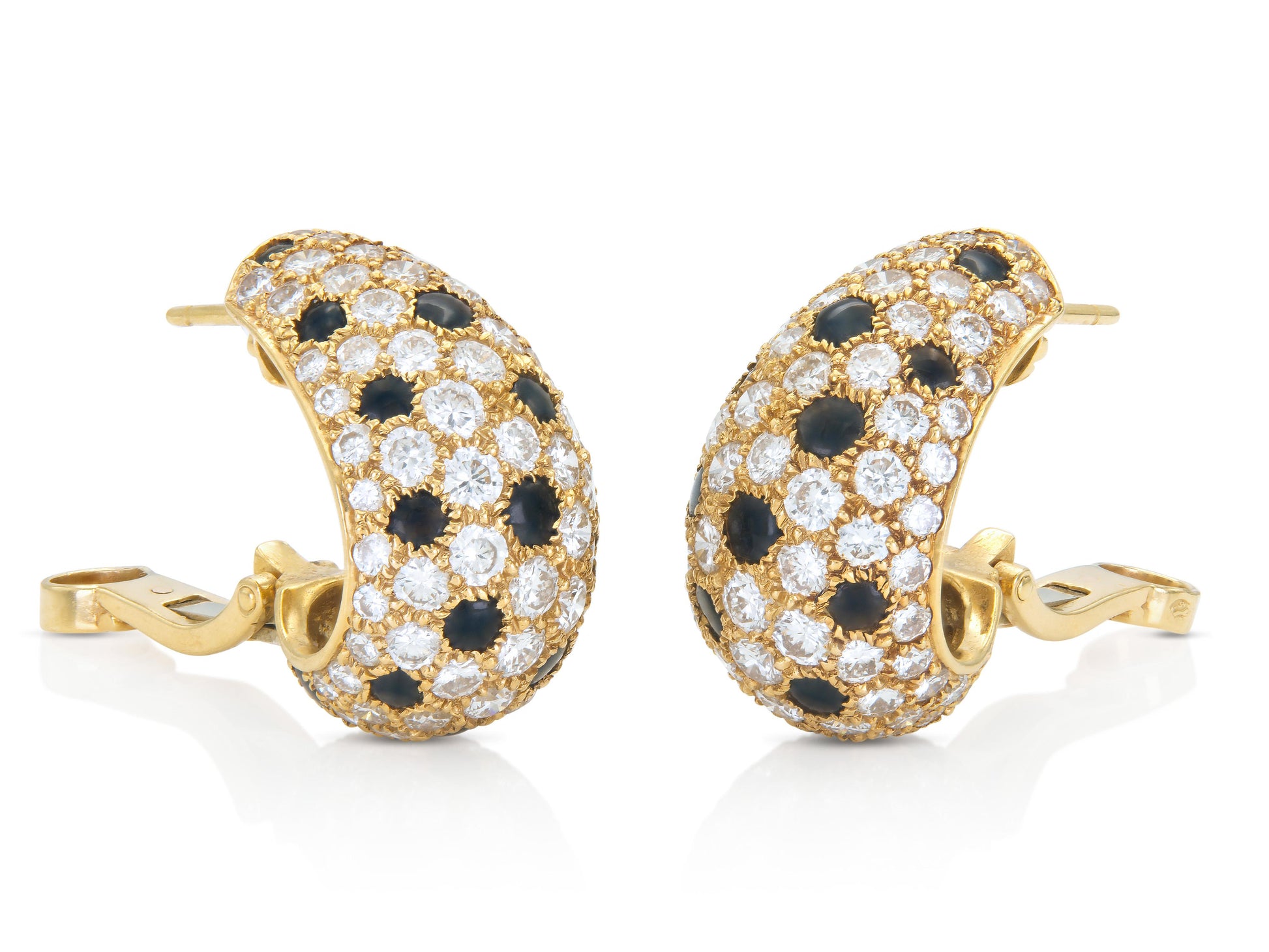 Vintage 1980s Cartier Diamond and Onyx Panthere Earrings