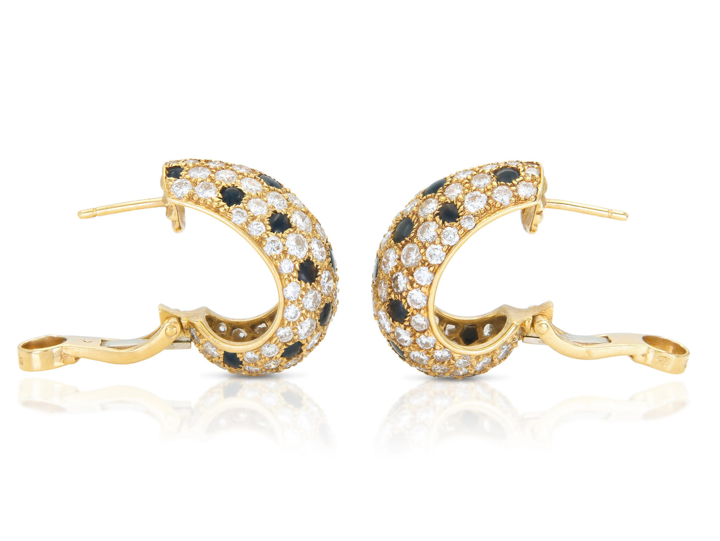 Vintage 1980s Cartier Diamond and Onyx Panthere Earrings