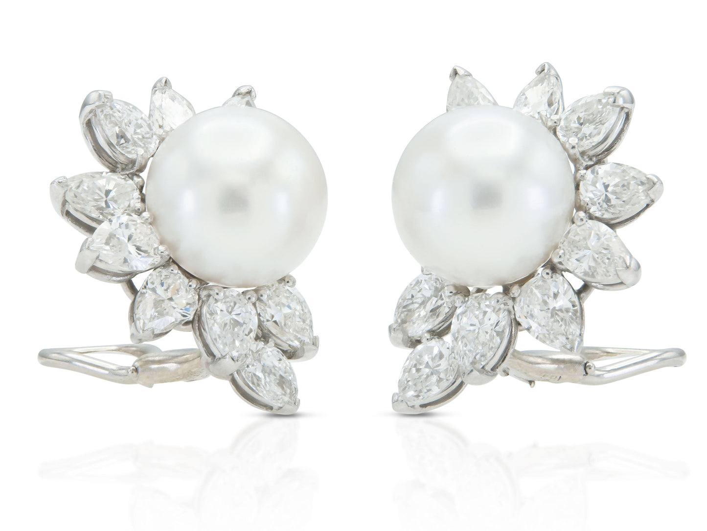 Vintage 1980s Cartier Pearl and Diamond Earrings