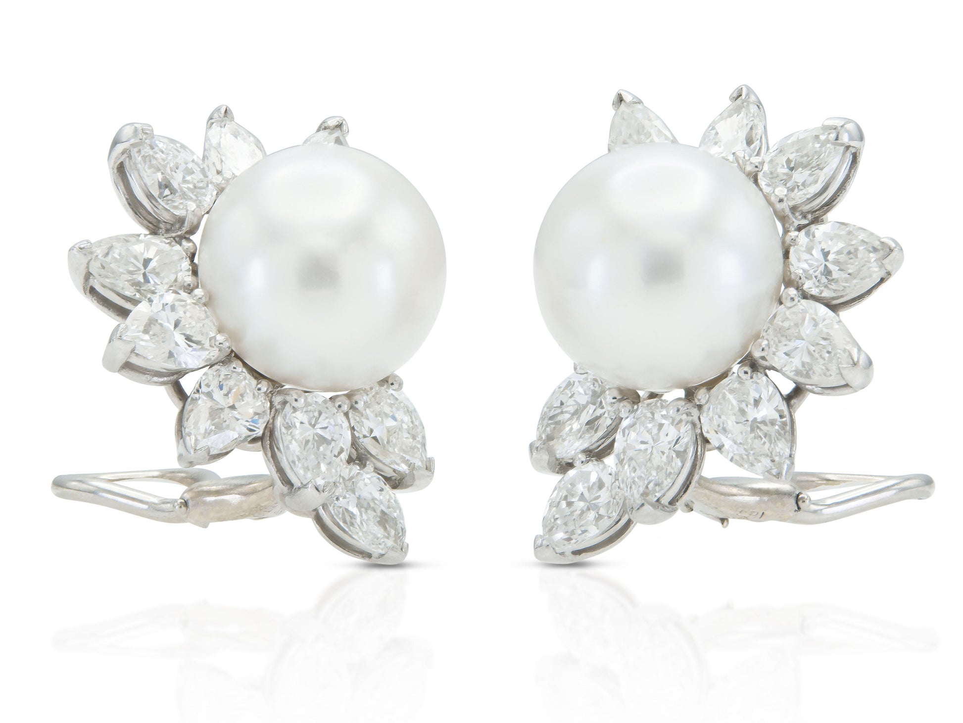 Vintage 1980s Cartier Pearl and Diamond Earrings