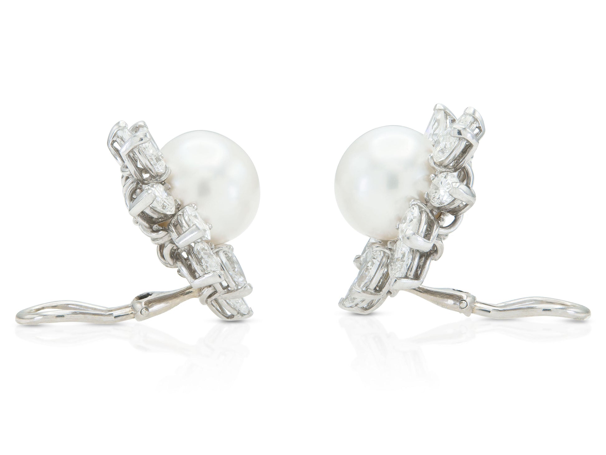 Vintage 1980s Cartier Pearl and Diamond Earrings