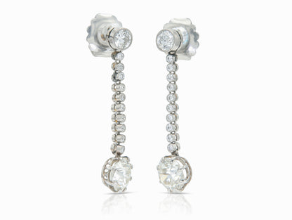 Antique Art Deco 1930s 4.80 Carat Diamond Dangle Earrings