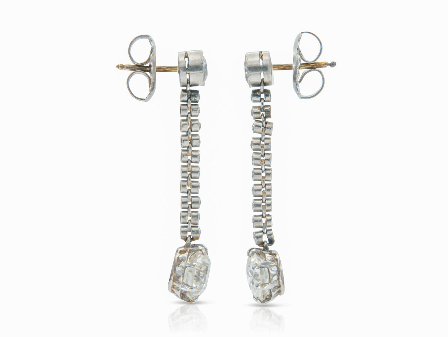 Antique Art Deco 1930s 4.80 Carat Diamond Dangle Earrings
