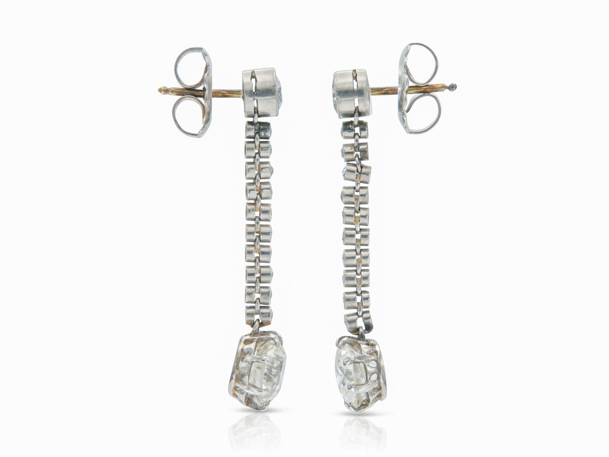 Antique Art Deco 1930s 4.80 Carat Diamond Dangle Earrings