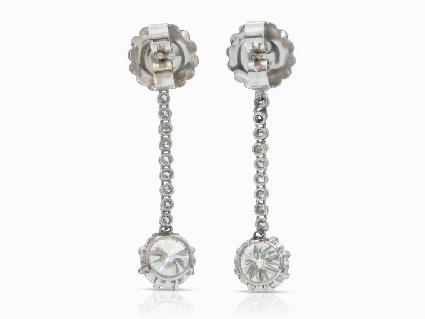 Antique Art Deco 1930s 4.80 Carat Diamond Dangle Earrings