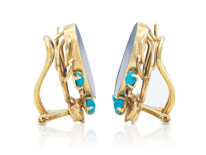 Vintage 1960s Lapis Lazuli & Turquoise Earrings