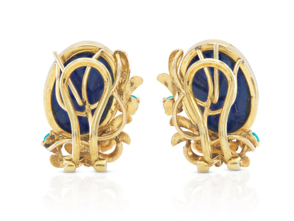 Vintage 1960s Lapis Lazuli & Turquoise Earrings