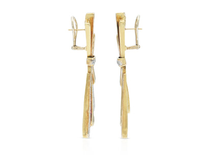 Vintage 1980s Gold and 3.00 Carat Diamond Dangle Earrings