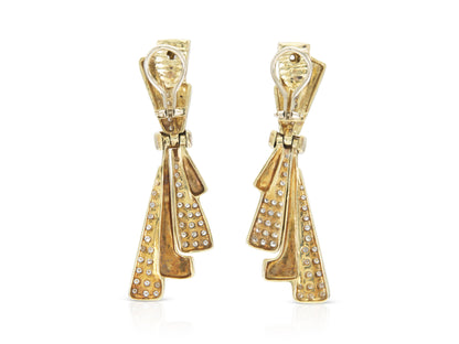 Vintage 1980s Gold and 3.00 Carat Diamond Dangle Earrings