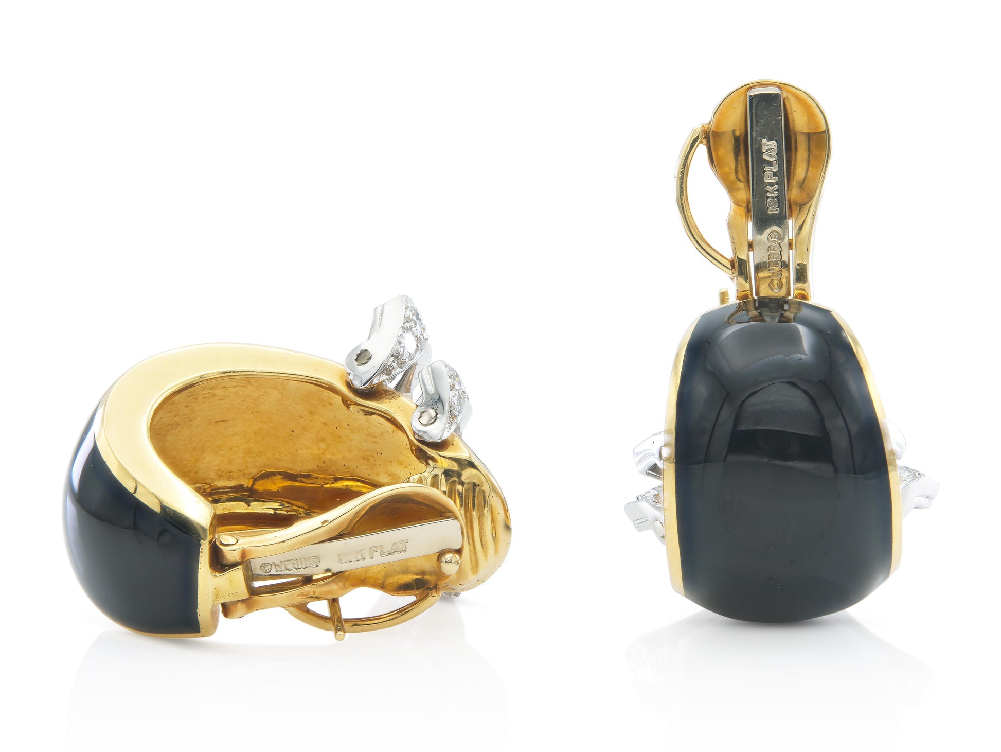 Vintage 1980s David Webb Black Enamel and Diamond Earrings