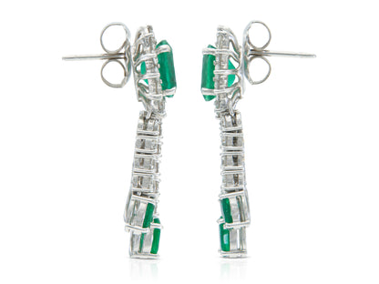 Vintage 1950s 5.40 Carat Emerald and 5.00 Carat Diamond Dangle Earrings