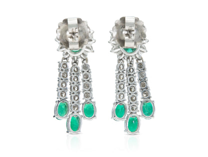 Vintage 1950s 5.40 Carat Emerald and 5.00 Carat Diamond Dangle Earrings