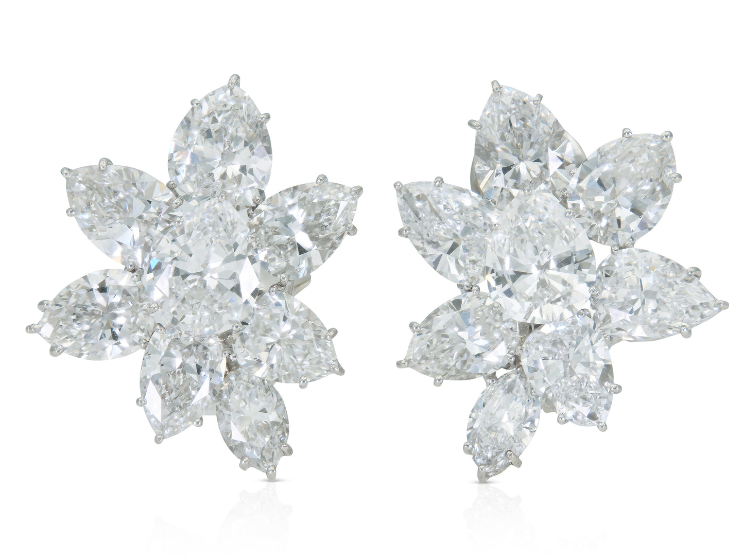 David Webb 20.00 Carat Diamond Cluster Earrings