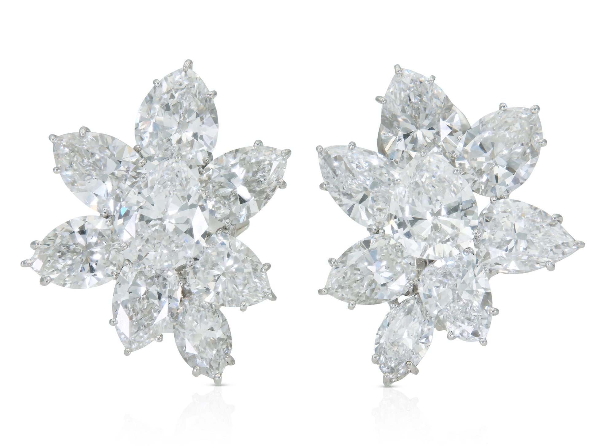 David Webb 20.00 Carat Diamond Cluster Earrings