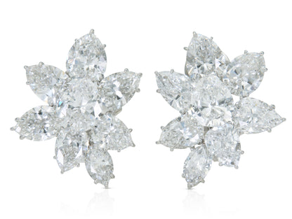 David Webb 20.00 Carat Diamond Cluster Earrings