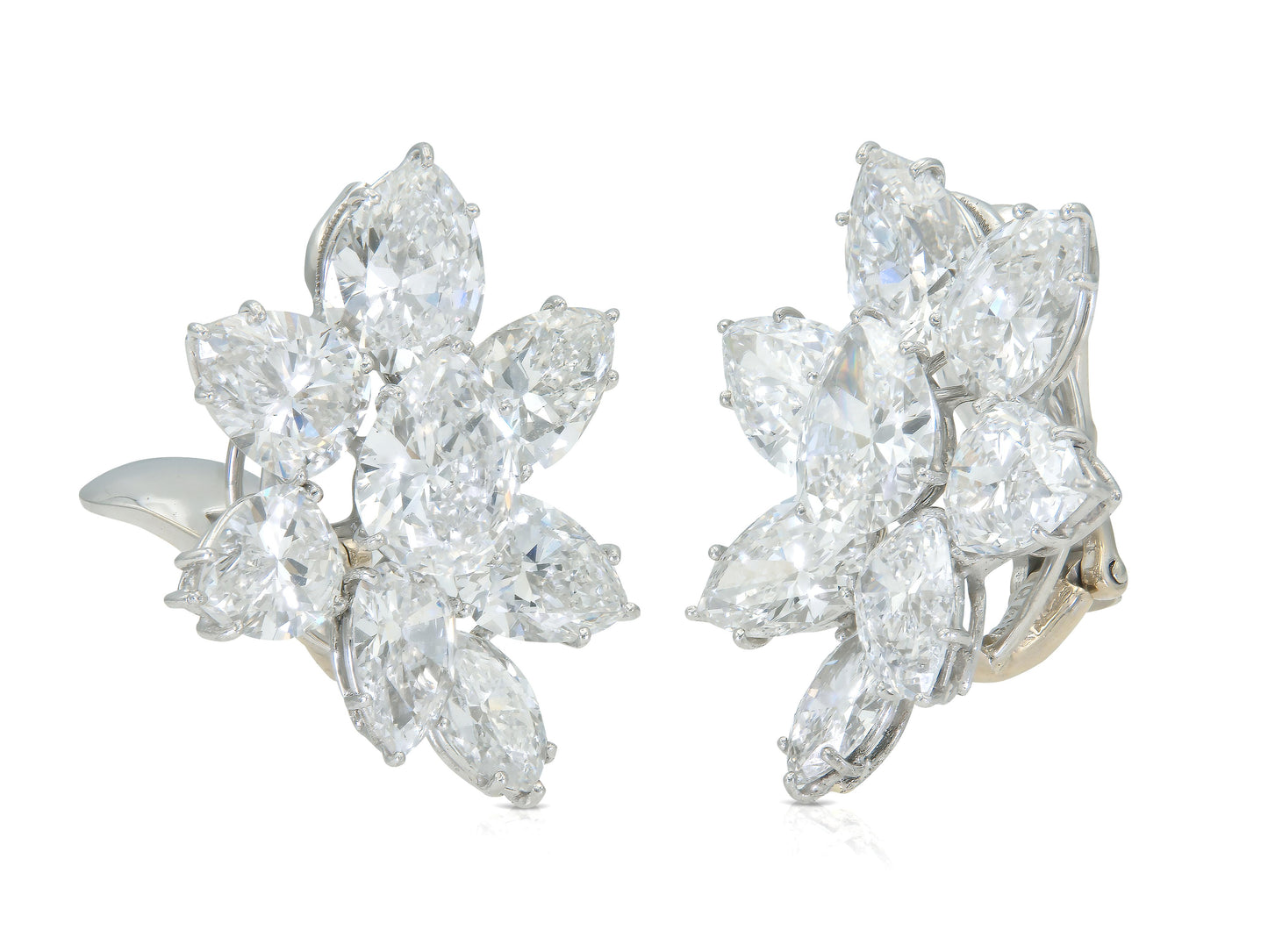David Webb 20.00 Carat Diamond Cluster Earrings