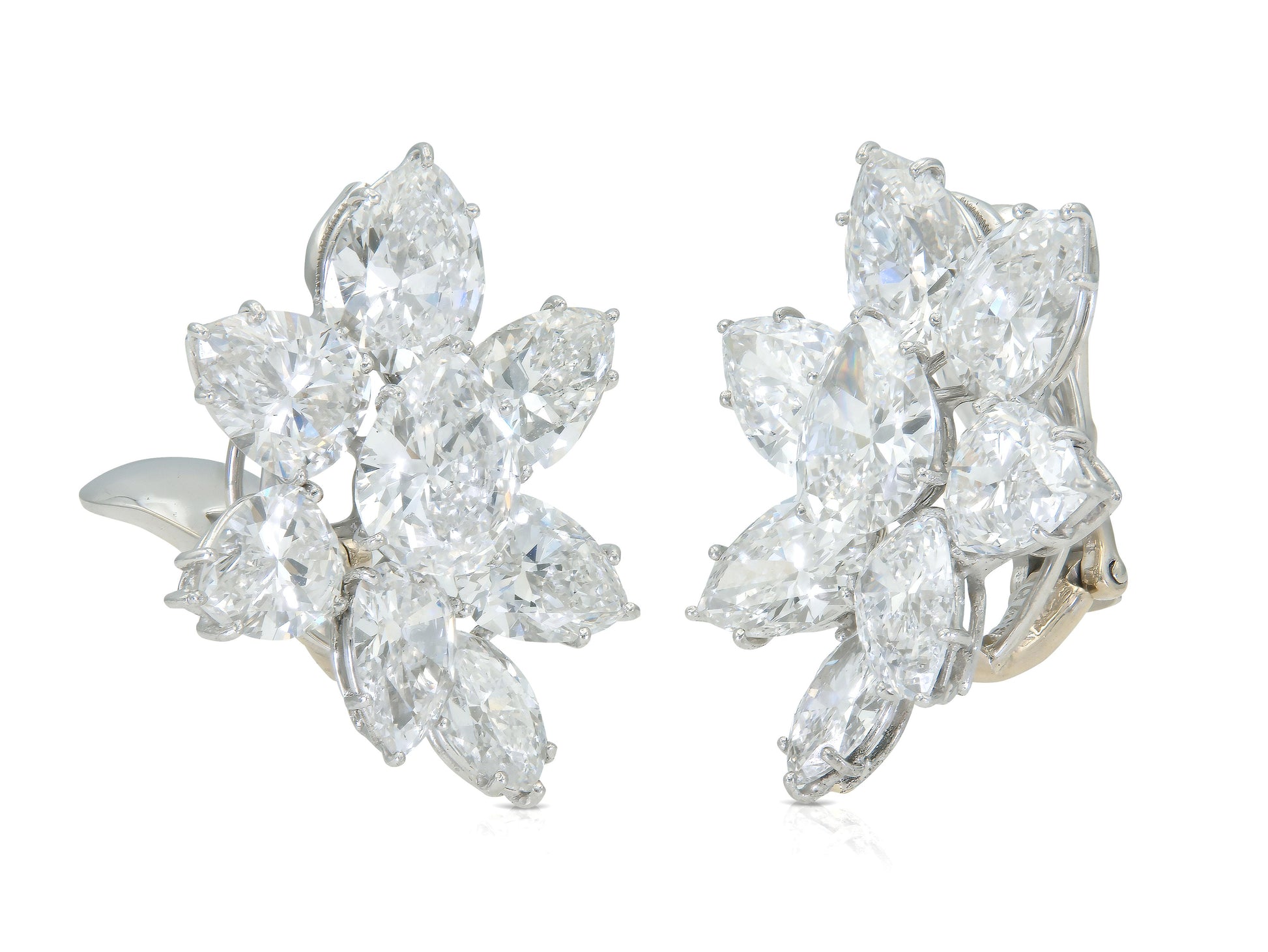 David Webb 20.00 Carat Diamond Cluster Earrings