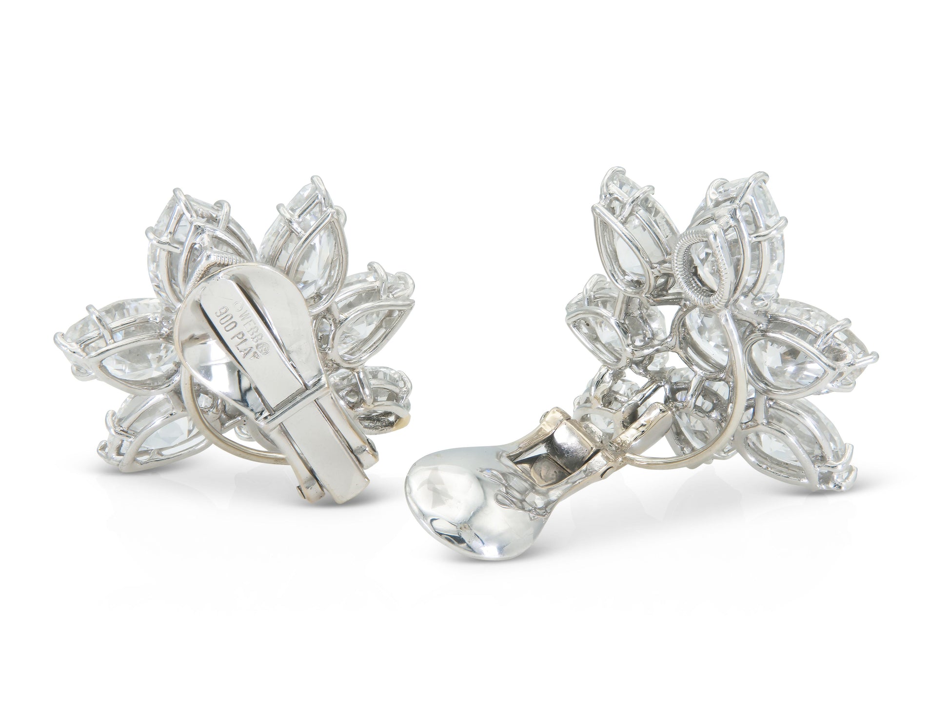 David Webb 20.00 Carat Diamond Cluster Earrings