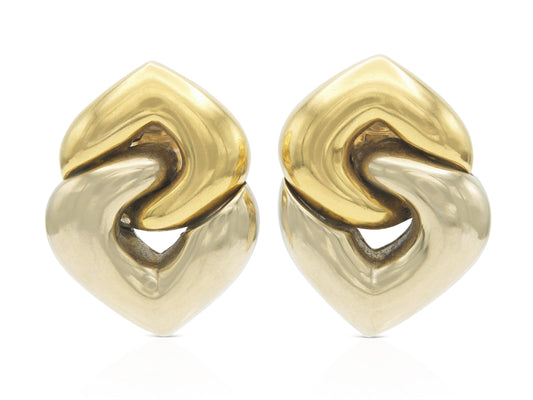 Vintage 1990s Bvlgari Two-Toned Doppio Cuore Earrings